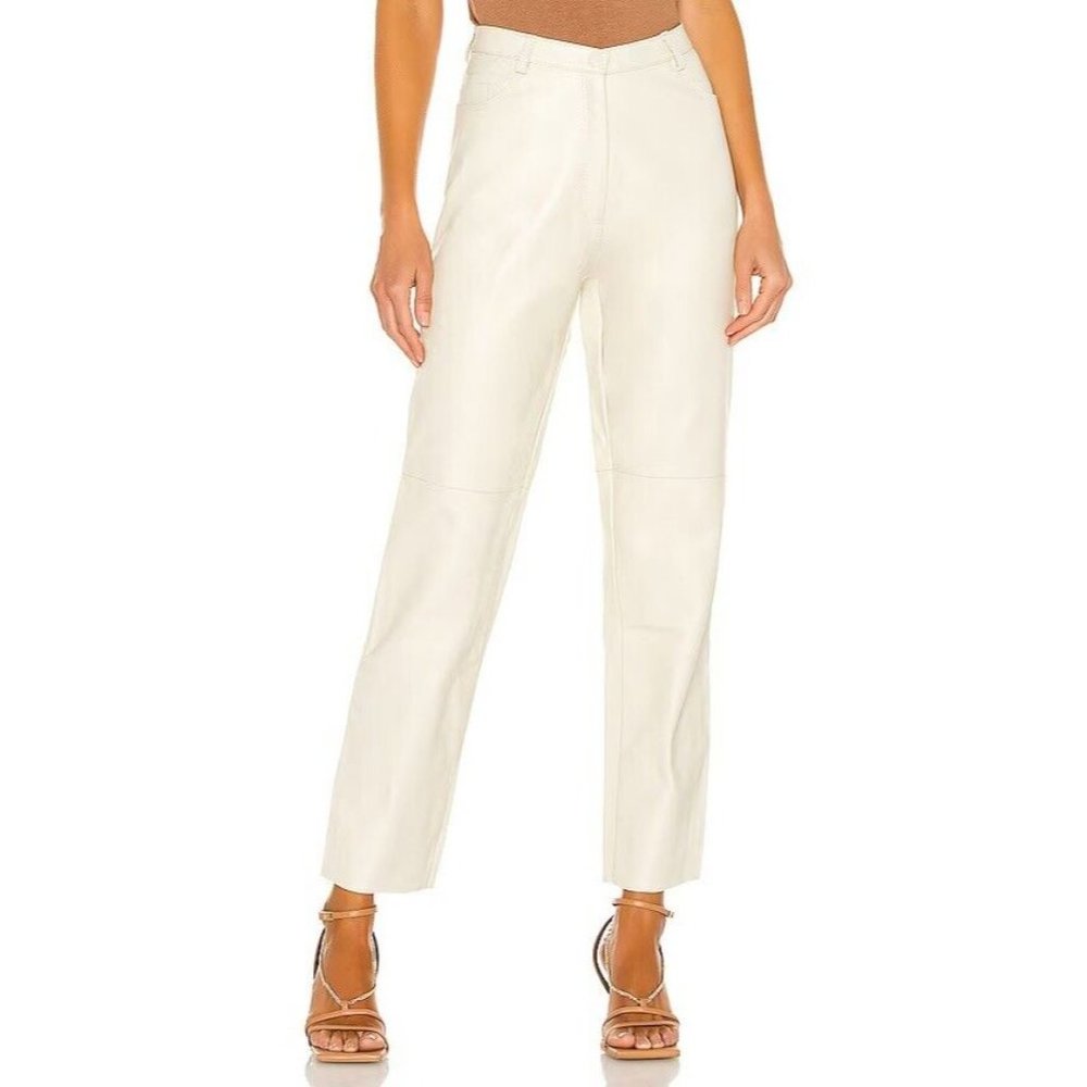 Tach Clothing Dilma Leather Pant Ivory Cream Straight